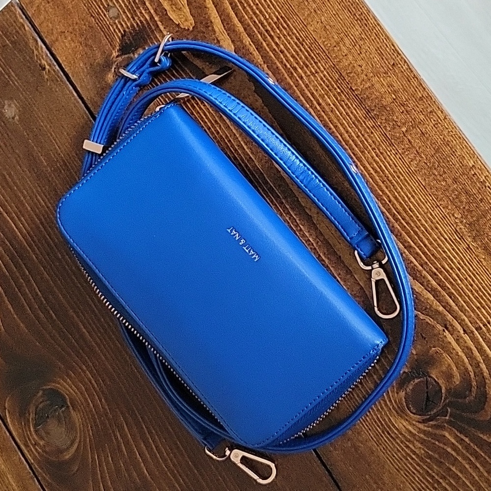 Matt & Nat Cobalt Blue Wallet with shoulder strap